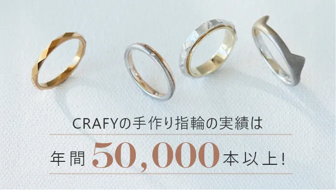 CRAFYの手作り指輪の実績は年間50,000本以上!