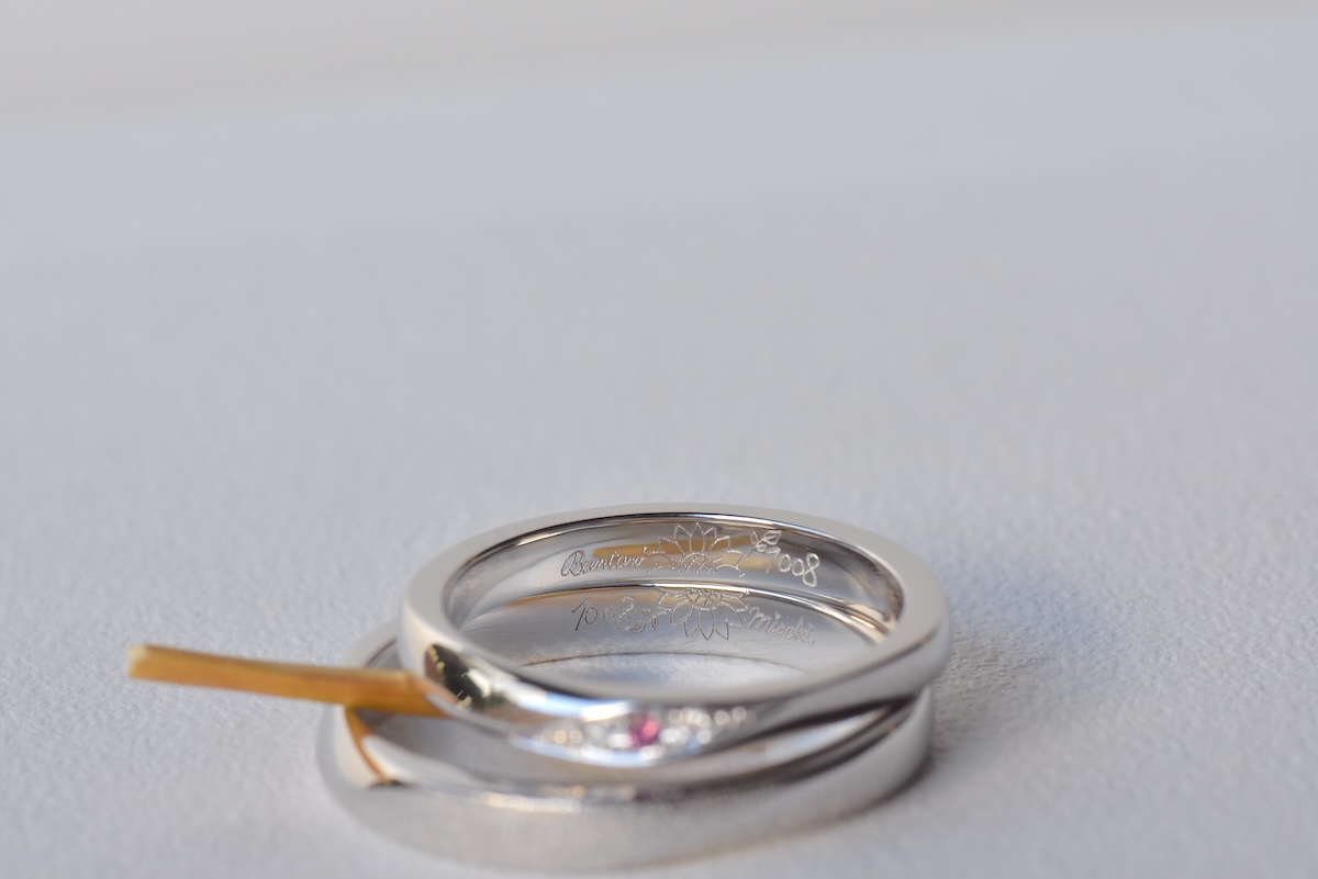 二人の思い出が詰まった手作り結婚指輪の完成品